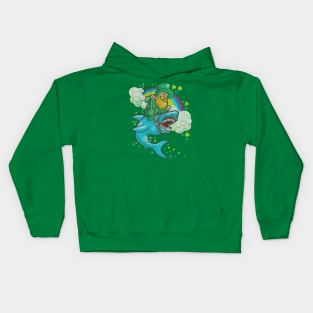 Leprechaun Riding Shark St Patrick's Day Kids Hoodie